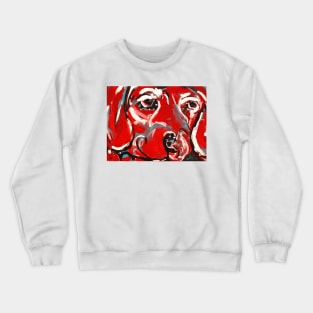 Yellow Lab in Red Crewneck Sweatshirt